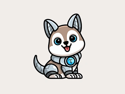 Cyborg Husky adorable ai cartoon character cute cute dog mascot cute mascot cybernatic dog cyborg cyborg husky dog futurism husky illustration mascot mascot logo modern pet puppy robot