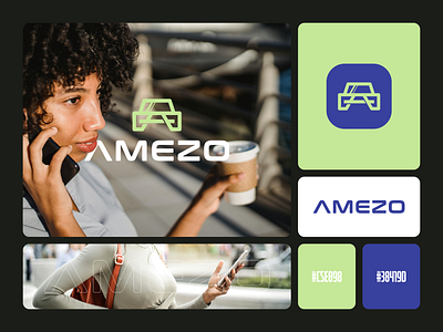 AMEZO app apps branding car carmobile combination design dualmeaning gps graphic design illustration logodesign mobile pickup travel ui ux