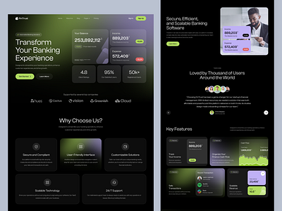 Saas website for Finance Management -FinTrust b2b banking branding finance fintech ios landing page management product design saas saas landing page saas product saas website transactions ui ux web web design web3 website