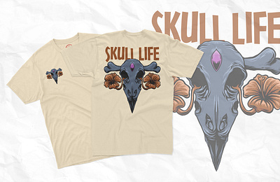 T-Shirt Skull Life Design graphic design illustration logo vector