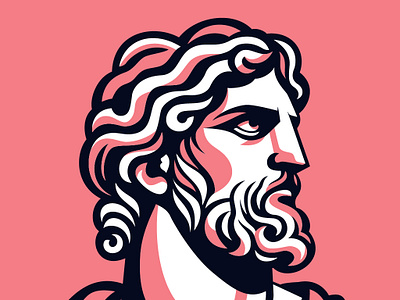 Zeus Portrait Illustration branding cartoon design folks graphic design hipster illustration logo portrait retro ui vector zues