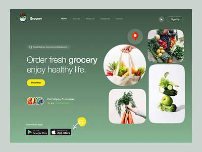 Grocery website design e commerce ecommerce grocery grocery website landing page online order product design ui uiux ux web design web page website
