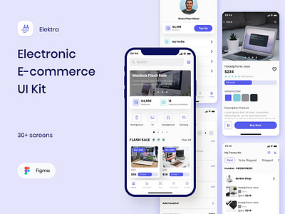 Elektra - E-commerce UI Kit app concept design e commerce electronic figma interface ios kit mobile retail shop template ui ux