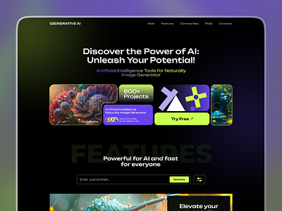 Generative AI Landing Page aidesign ailandingpage aiportfolio aistartup aitech aiui aiux aiwebsite artificialintelligence deeplearning futuretech generativeai innovationdesign landing page landing page ui landingpagedesign techlandingpage techui ui uiux