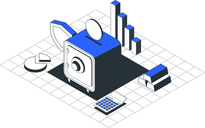 Save taxes onboarding 3d duotone illustration isometric minimal neubrutal onboarding save save money ui vault vector