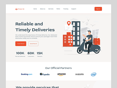 Courier Service Website Landing Page animation courier service design landing page ui ui animation ui design web design website