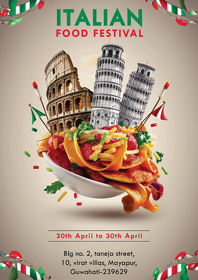 Italian food festival flyer banners design flyers graphic design illustration illustrator photoshop post posters social media post typography vector