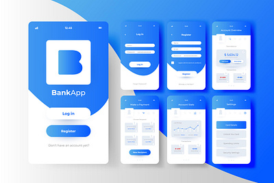 Bank App Design UI / UX app branding design graphic design illustration logo motion graphics typography ui ux vector
