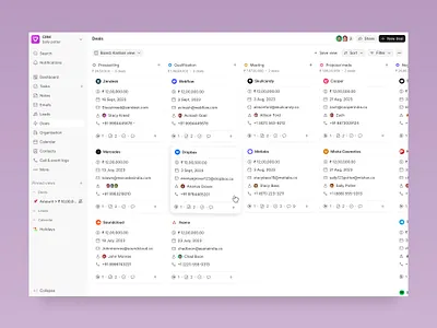 CRM - Deal kanban view crm product design ui uxui