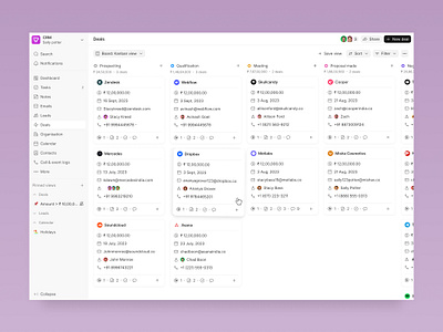 CRM - Deal kanban view crm product design ui uxui