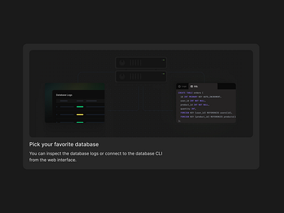 Product Illustration - Dark Mode bento browser computer connect dashboard database ide illus illustration product product design vs code