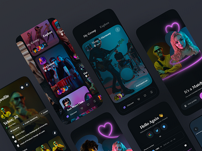 Bonding - Group Dating App app design appuiux bonding boro chat concept dating explore interface matching minimalistic design modern onboarding profile ui ui8 uikit ux