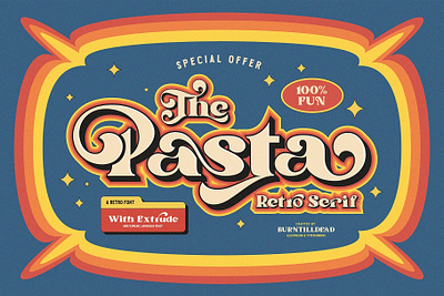 Pasta font design font style groovy retro serif sticker