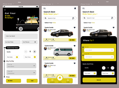 Rent A Car Application UI