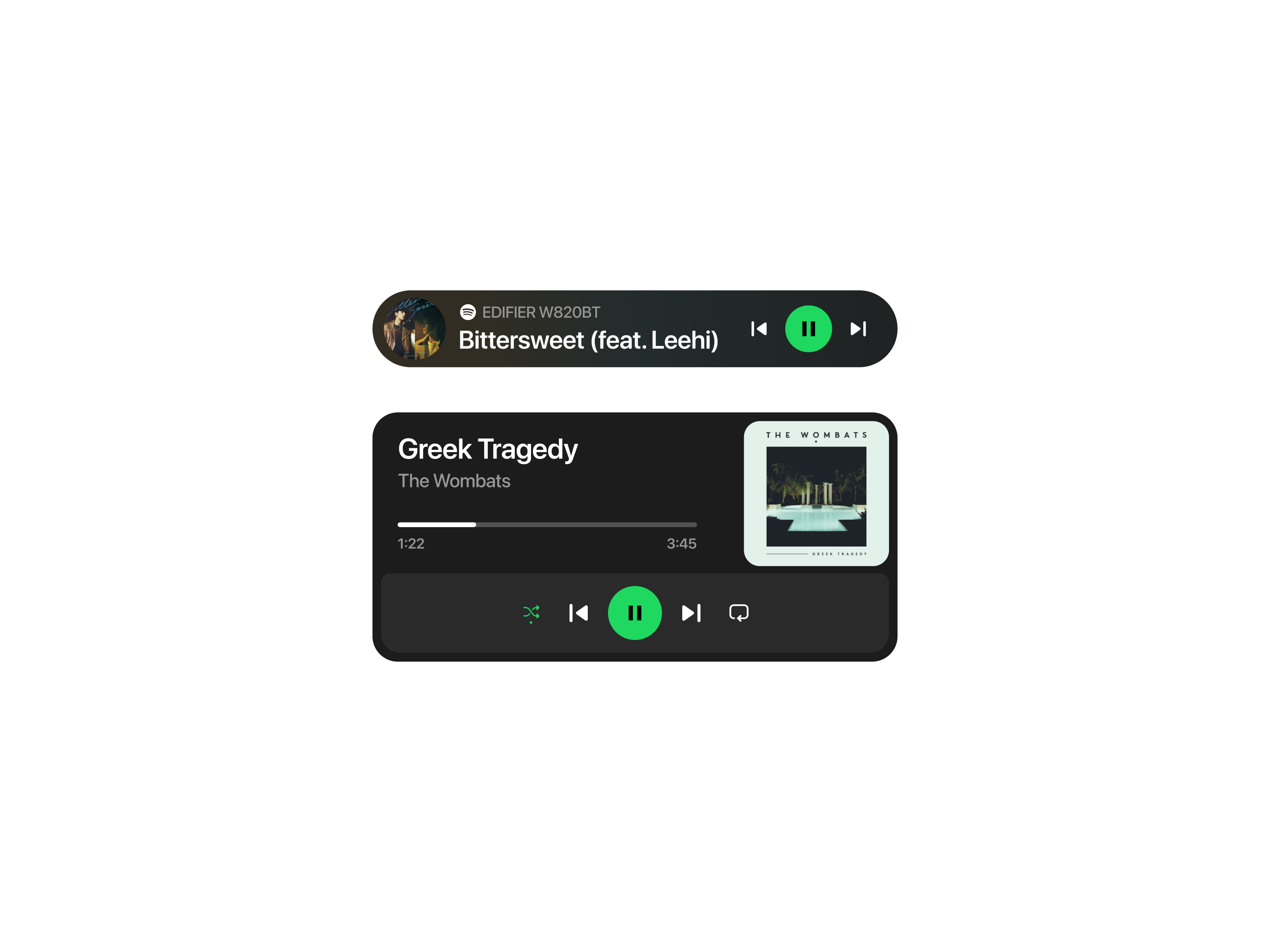 Spotify Audio Player app audio player bar buttons component design design system figma landing page minimalist modal music play playlist spotify tab ui ui design ui kit widget