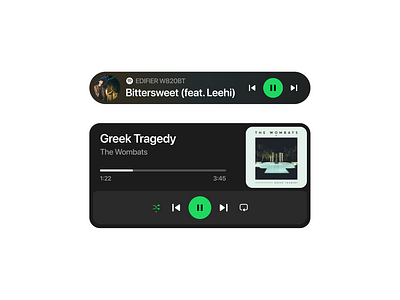 Spotify Audio Player app audio player bar buttons component design design system figma landing page minimalist modal music play playlist spotify tab ui ui design ui kit widget