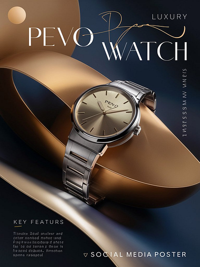 "PEVO"Luxury Watch Social Media Poster Design branding graphic design illustration poster poster design social media social media poster