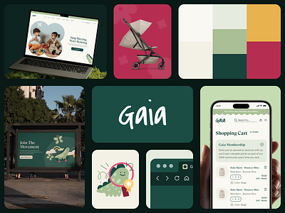 Gaia branding for children e-commerce website brand identity branding clean ecommerce green illustration platform product design shop web design website