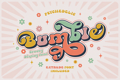 Bumble bubble font font design font style groovy psychedelic retro stickers