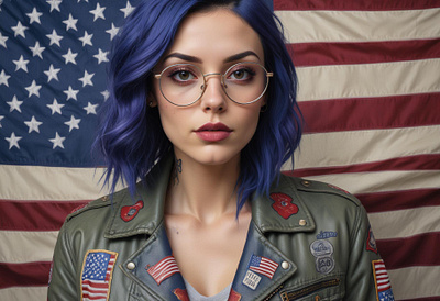 Thread of Freedom: A Hyper-Realistic Portrait of Alyssia Kent alyssia kent america beautiful face celebration celebrity freedom freepik future punk glamour hyperrealism independence day portrait photography tattoo girl tracingflock us army usa