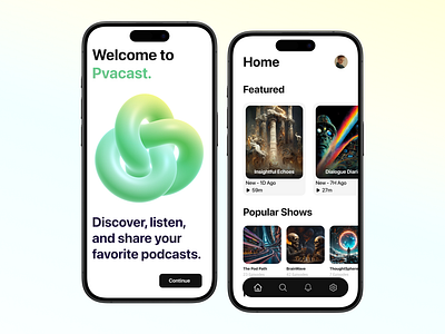 Podcast App Concept 3d mobile ui