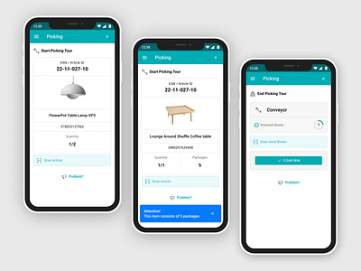 Warehouse mobile application android app components intralogistics app logistics app logistics process mobile app picking item picking process product design warehouse app warehouse process