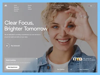 Web UI eye care eye hospital header design health care image landing page minimal popular design product design ui ui design user interface ux design web design web ui webflow