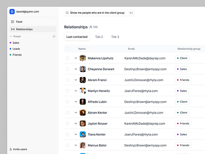 Relationship CRM - SaaS AI Search ai search complex saas contact crm crm saas list of contact list of contacts list of users member list product product design relationship crm relationship software relationship table contacts saas crm search search ai table view tables ui ux