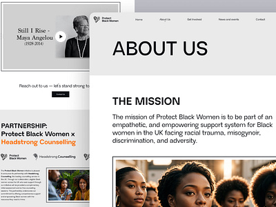 Protect Black Women - Website | About us about us ai branding clean design foundation futuristic home page minimalism protectblackwomen ui uiux ux uxui web web design web site design webdesign website