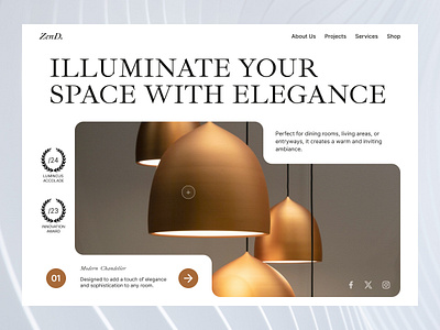 Illuminate Landing Page bento business company homedecor illumination interior interiordesign lamp landingpage minimalism modernhousedesign modernhouses startup ui ux webdesign website