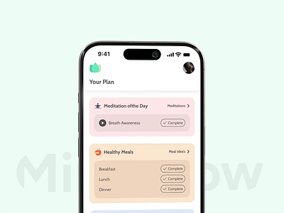 MindGlow - Your Plan animation app mobile app motion graphics ui ux