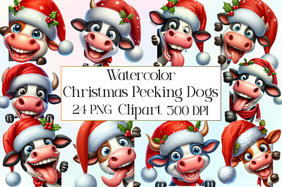 Christmas Peeking Dogs Sublimation cookies