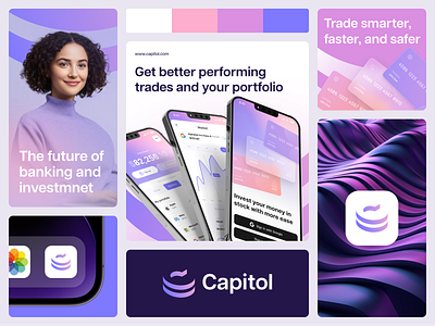Capitol - Stock App Branding and Visual app branding invest investment logo modern purple stock ui