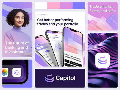 Capitol - Stock App Branding and Visual app branding interface invest investment logo modern purple stock ui