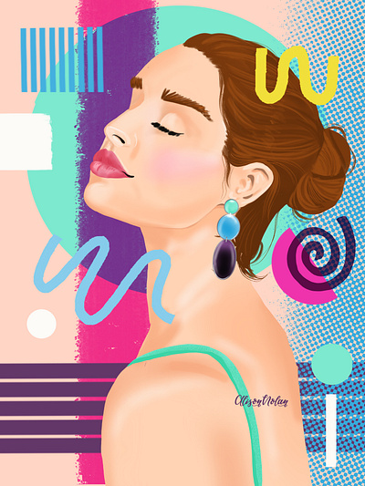 Abstract Shapes and Female Character abstract shapes character design design female illustrator hand drawn illustration lady portrait procreate woman