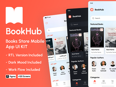 BookHub Store - Figma Online Book Store App app author book figma publisher shop ui ux writer
