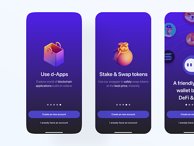 📱 Web3 Onboarding 3d design figma illustration ios mobile mobile app mobile design modern design onboard onboarding solana stake token ui ui design wallet web 3 web3 web3 onboarding web3 wallet