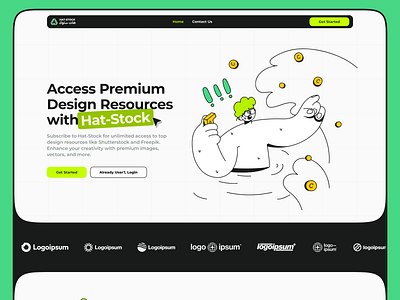 Hat-Stock Redesign: Premium Access to Creative Resource branding clean design flat illustration logo ui ux web