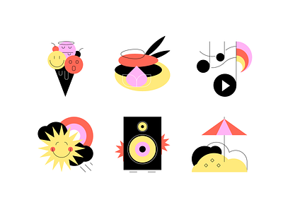 Summer Flow beach design festival flat fun geometric ice cream icon illustration minimal music rest set summer sun vacation