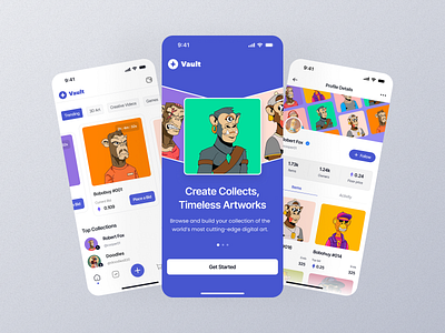 NFT Trading Mobile app - Vault app concept crypto design nft trading ui ux