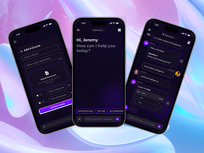 AI Chat Interface for Students || UX/UI Design ai animation chat dark dark theme design figma gamefi messaging mobile app mobile design motion graphics product design social students ui ux web3