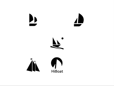 HiBoat logo versions 2d art boat boat rent branding design hiboat logo vector