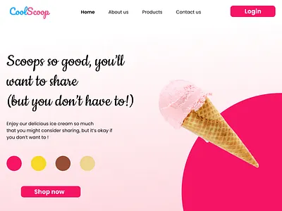 CoolScoop | Ice cream Website color design food icecreamwebsite typography ui uiux webdesign