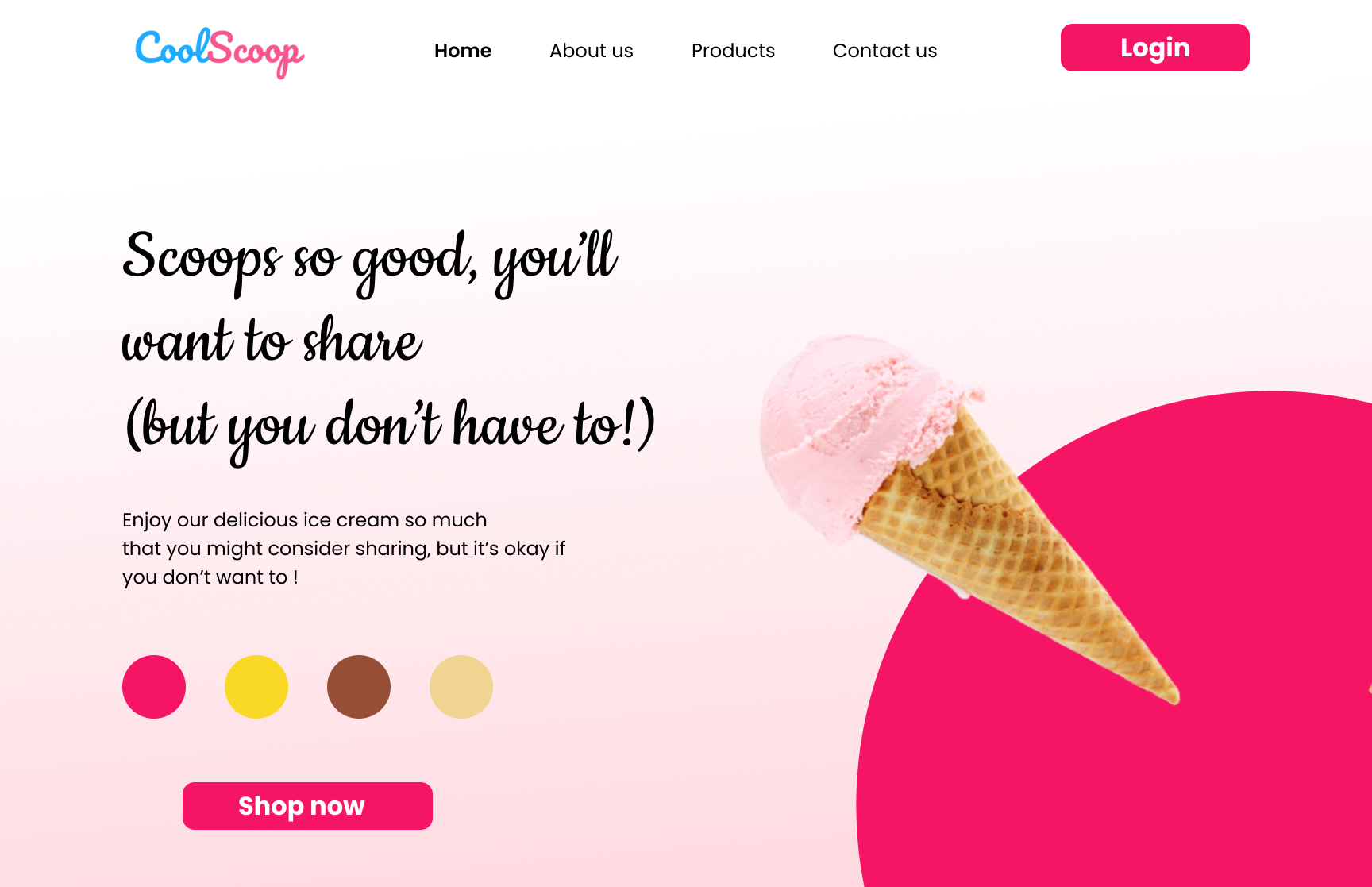 Example of CoolScoop | Ice cream Website