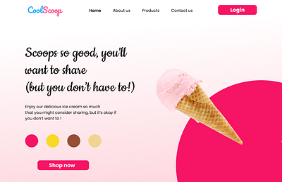 CoolScoop | Ice cream Website color design food icecreamwebsite typography ui uiux webdesign