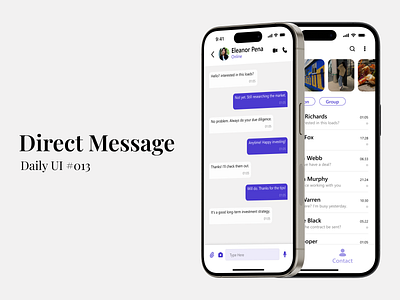 Direct Message - Daily UI #013 daily ui direct message figma message mobile app design ui ui design uiux uiux design ux ux design