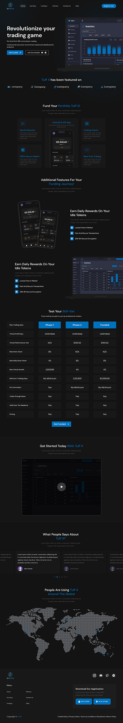 Our Complete Prop Firm | Z1TECHS | Coming Soon branding challenges coin design development figma firm landing page logo marketing payment processor payouts prop prop firm prop firms trade trading ui uiux ux