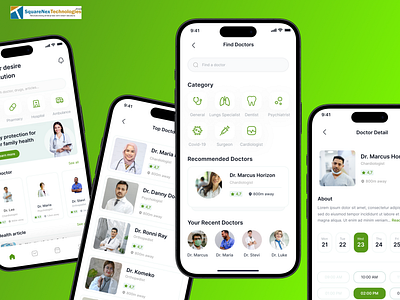 Mobile App for Doctor Appointment app appointment branding designer doctor dr graphic design hospital illustration logo mobile app nurse ui vector