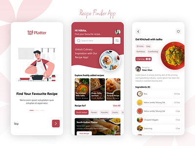 Recipe Finder App UI/UX Design app appdesign booking design food food app metafic metafic designs mobileapp ui ux website