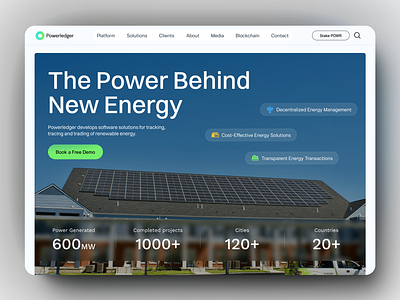 PowerLedger Website Redesign app binance blockchain branding crypto cryptocurrency defi design renewable energy solar solar panels ui web design web3 website